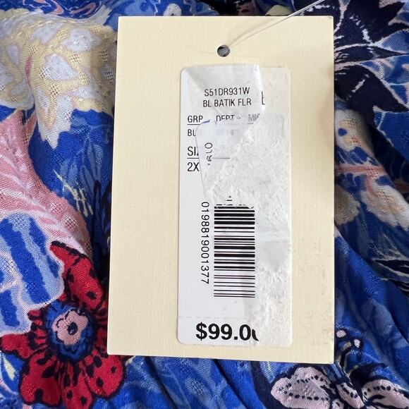 Nurture by Westbound Womens Maxi Dress 2X Blue Floral Boho Peasant Sleeve Rayon - Picture 8 of 9